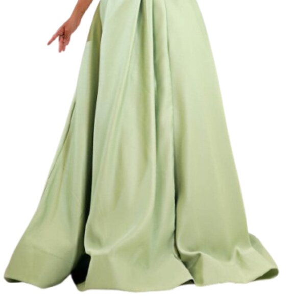 NWT Terani 251M4441 Matte Satin Mother of the Bride Dress Sage Size 18 - Picture 2 of 6